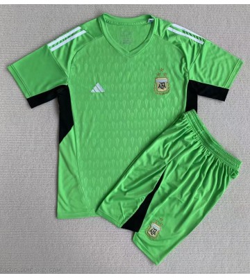 Argentina Målmand Hjemmebanetrøje Børn VM 2022 Kortærmet (+ Korte bukser)
